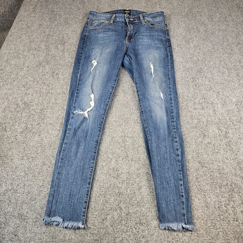 Just Black Denim Distressed Skinny Jeans Raw Hem Medium Wash Size 29 Made in USA